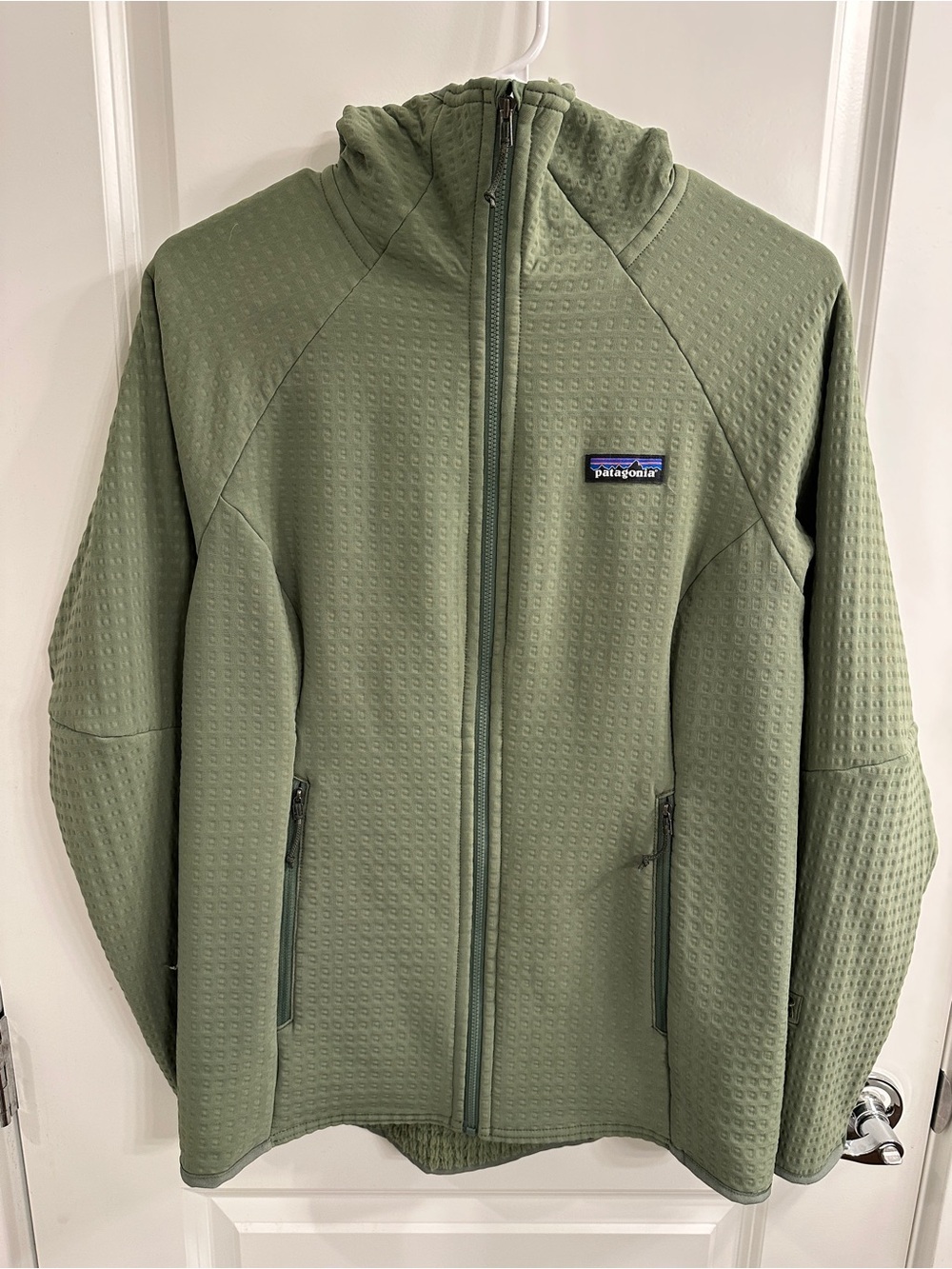 Patagonia Women’s R1 Technical Fleece Hooded Full-Zip Green Jacket - medium
